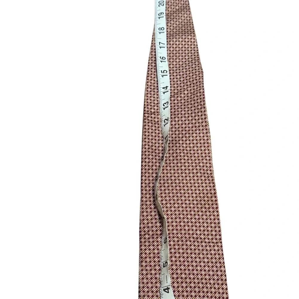 Vintage Silk Necktie Burgundy‎ Gold Geometric Made in USA Classic Style